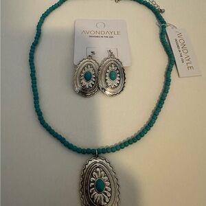 Turquoise and Silver Necklace with Earrings